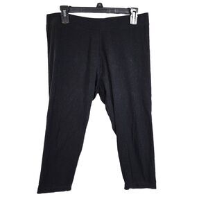 Soft Surroundings Women Cropped Leggings Size Large Petite LP Black Knit Pull On
